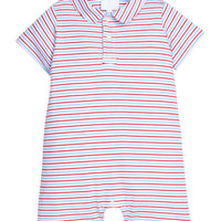 little english classic children's clothing boys red white and blue striped short sleeve romper
