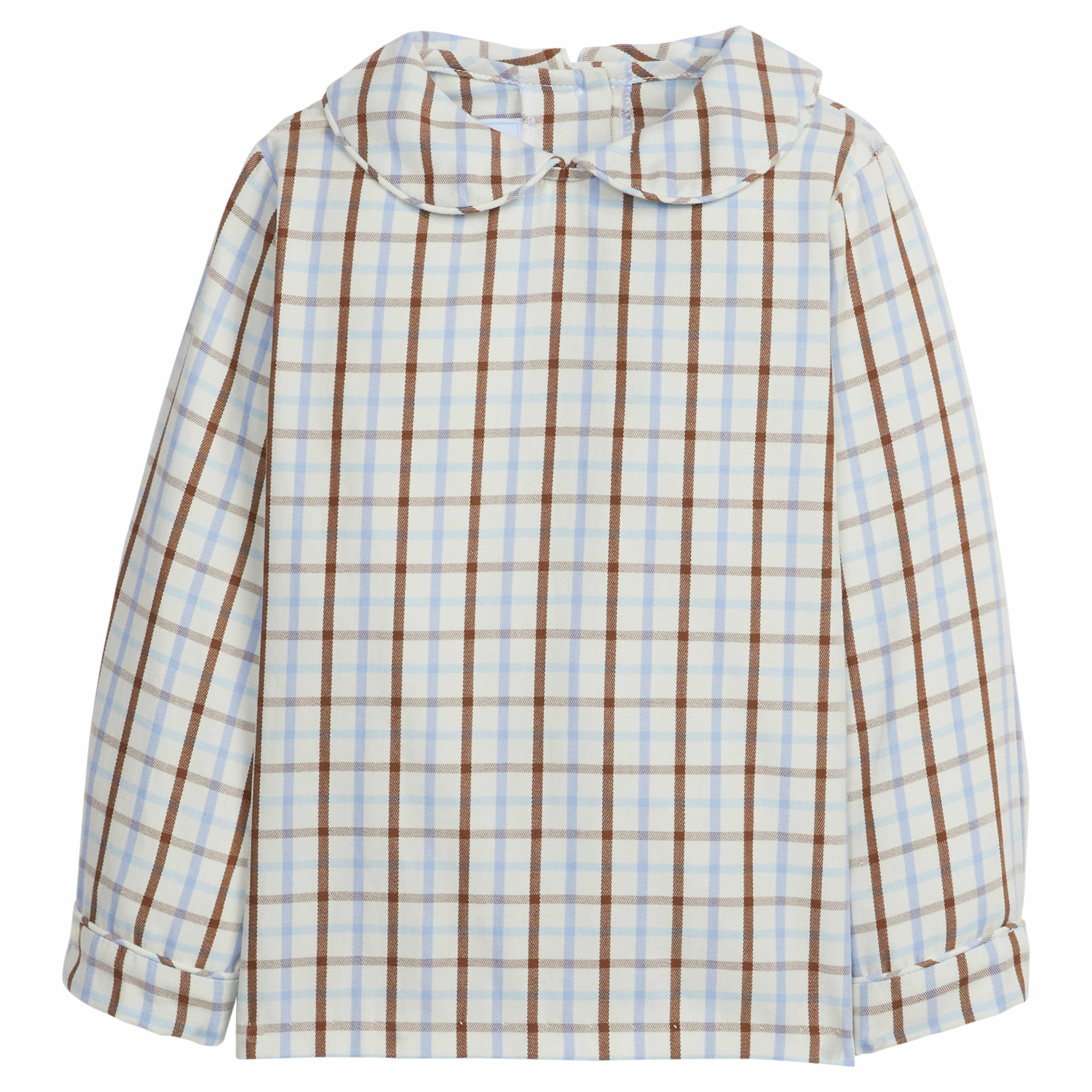LS Peter Pan Shirt & Onesie Woven Yarn Oak Park Plaid (Small)