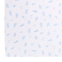 Little English classic pima bed sheet with blue safari animal motifs, for baby boy nursery