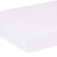 little english classic children's clothing pima crib sheet with white background and light pink stripe all over print