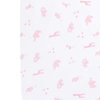 Little English classic pima bed sheet with pink safari animal motifs, for baby girl nursery