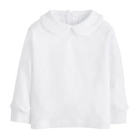 little english classic childrens clothing boys white shirt with peter pan collar and white piping on the collar