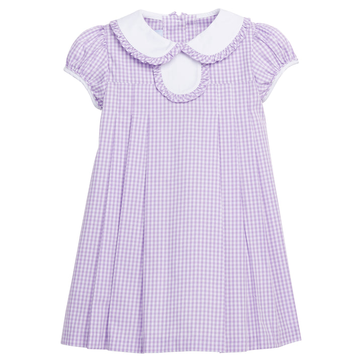 Little English classic children's clothing,  peter pan dress for little girl in Lavender Gingham for Spring