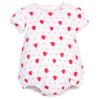 Little English classic printed bubble with red strawberry motifs, for baby girl