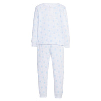 Little English traditional children's clothing, printed jammies with blue heart pattern for little boy