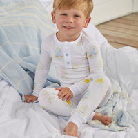 Little English classic children's clothing, boys long-sleeved jammies with printed Easter egg motif