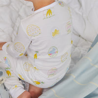 Little English classic children's clothing, boys long-sleeved jammies with printed Easter egg motif