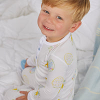 Little English classic children's clothing, boys long-sleeved jammies with printed Easter egg motif