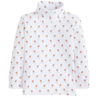 Little English classic kids clothes, white cotton turtleneck with football print for little boys