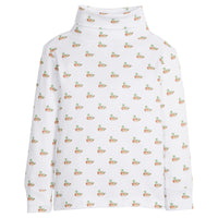 little english classic children's clothing boys white turtleneck with all over mallard print