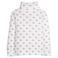 little english classic children's clothing boys white turtleneck with all over mallard print