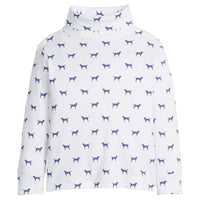 little english classic children's clothing boys white turtleneck with navy labs all over print