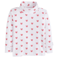 Little English signature printed turtleneck with red bow design, classic turtleneck for little girl's for fall