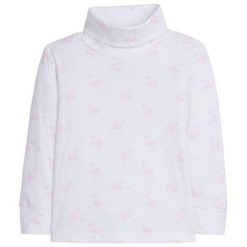 Little English signature printed turtleneck with swan design for little girls