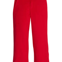Little English classic pull on pants for little boys. Red corduroy pant with elastic waistband in back and faux button front.