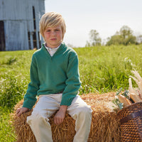 Little English classic childrens clothing toddler boys button down in a green orange and blue tattersall