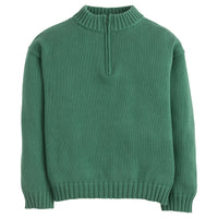 Little English classic childrens clothing, boys hunter green quarter zip sweater