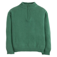 Little English classic childrens clothing, boys hunter green quarter zip sweater