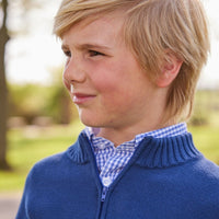 Little English classic toddler boy navy quarter zip sweater