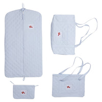 Little English classic children's quilted luggage light blue full set with airplane embroidery