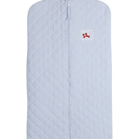 Little English classic children's quilted luggage light blue garment bag with airplane embroidery