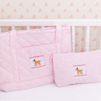 Little English classic children's luggage light pink lab cosmetic and tote