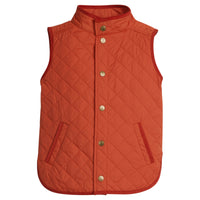 Little English classic children's clothing, traditional quilted vest in deep orange for boys and girls for fall