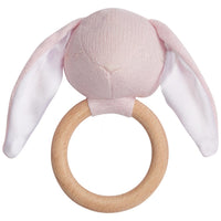 Little English, giftable nursery accessory, light pink bunny baby rattle for Spring