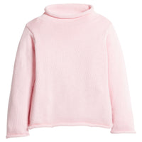 little english classic children's clothing light pink roll neck sweater for girls