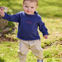 little english classic children's clothing navy roll neck sweater, banded pant in pebble twill, outfits for fall