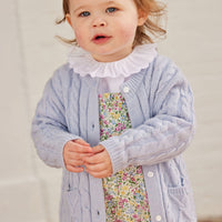 Little English classic unisex cashmere cardigan in light blue color