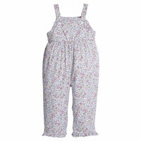 little english classic children's clothing girls lavender floral overall with ruffle bottom for fall