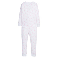 Little English traditional children's clothing. Pima cotton pink heart printed jammies for girls