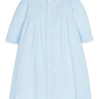 Little english classic ryeland day gown in light blue with button closure down front for baby