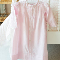 Little english classic ryeland day gown in light pink with button closure down front for baby