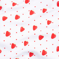 Little English pima cotton fabric with red strawberries and polka dots