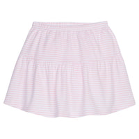 Little English classic skort with light pink stripe pattern and elastic waist