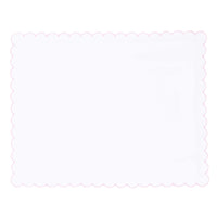 Little English baby pillow case with scallop edge trimmed in light pink embroidery, nursery goods for baby