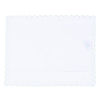 Little English baby pillow case with scallop edge trimmed in light green embroidery, nursery goods for baby