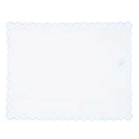 Little English baby pillow case with scallop edge trimmed in light blue embroidery, nursery goods for baby