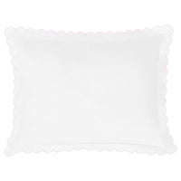 Little English baby pillow case with scallop edge trimmed in light pink embroidery, nursery goods for baby