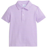 Little English traditional children's clothing, boy's classic polo in lavender stripe