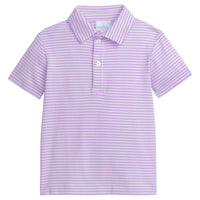 Little English traditional children's clothing, boy's classic polo in lavender stripe