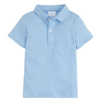 Little English classic boy's polo for spring, traditional short sleeve soft cotton polo in light blue