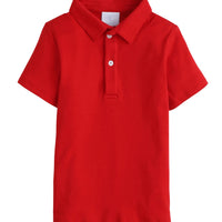Little English classic boy's polo for spring, traditional short sleeve soft cotton polo in red