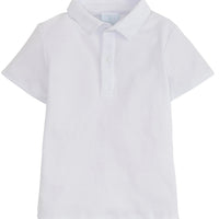 Little English classic boy's polo for spring, traditional short sleeve soft cotton polo in white
