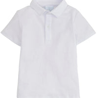 Little English classic boy's polo for spring, traditional short sleeve soft cotton polo in white