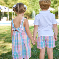 Little English traditional children's clothing, multicolored plaid outfits for spring and summer