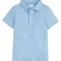 Little English classic boy's polo for spring, traditional short sleeve soft cotton polo in light blue