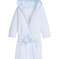 Little English traditional children's clothing. White bath robe with blue trim for boys. Gift clothing for boys
